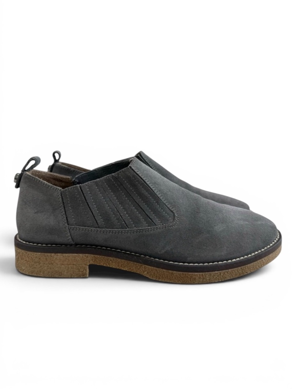 Italeau Waterproof Favola Grey Suede Slip-On Ankle Booties Size 37-6.5